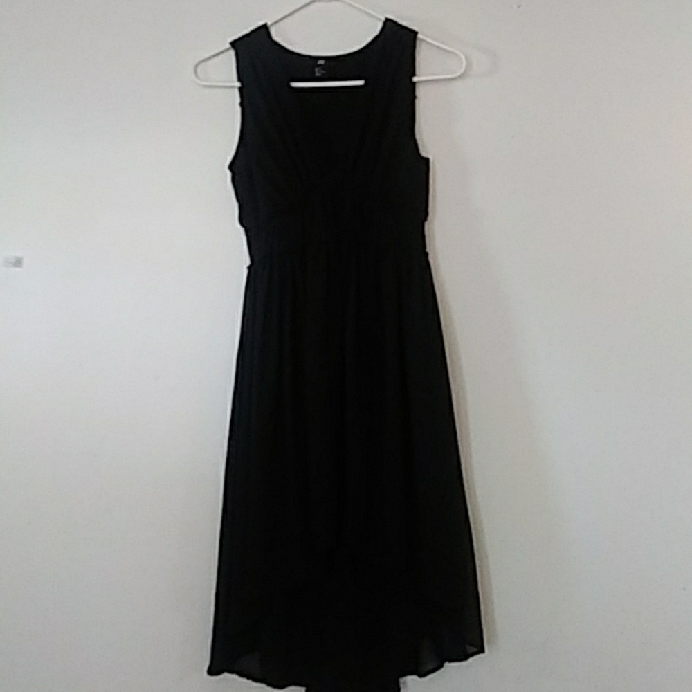 ⭐H&m black chiffon high low dress 34 4